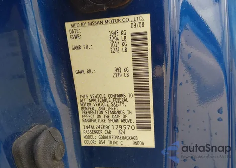 2009 Nissan Altima 2.5 S z USA, uszkodzony, nr VIN 1N4AL24E69C129570